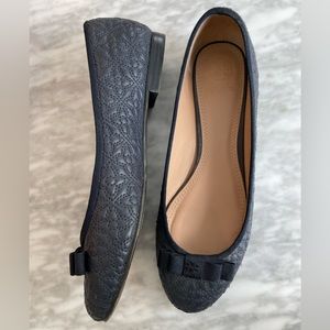 Tory Burch Quilted Leather Bryant Ballet Flats - Bright Navy - size 7.5